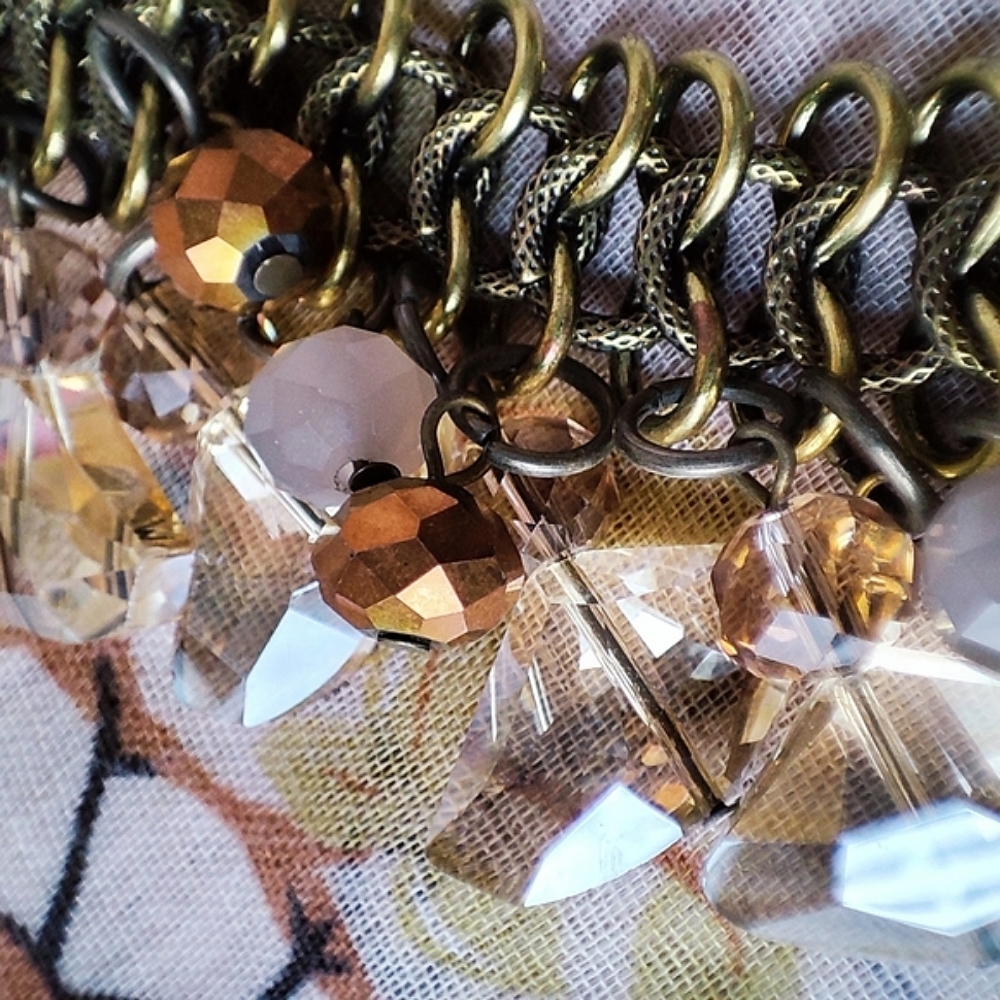 Unsigned Statement Necklace Huge Abstract Glass L… - image 7